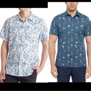 Lot Of 2 Perry Ellis Geometric Mens Small Button Up Dress Shirt Abstract
